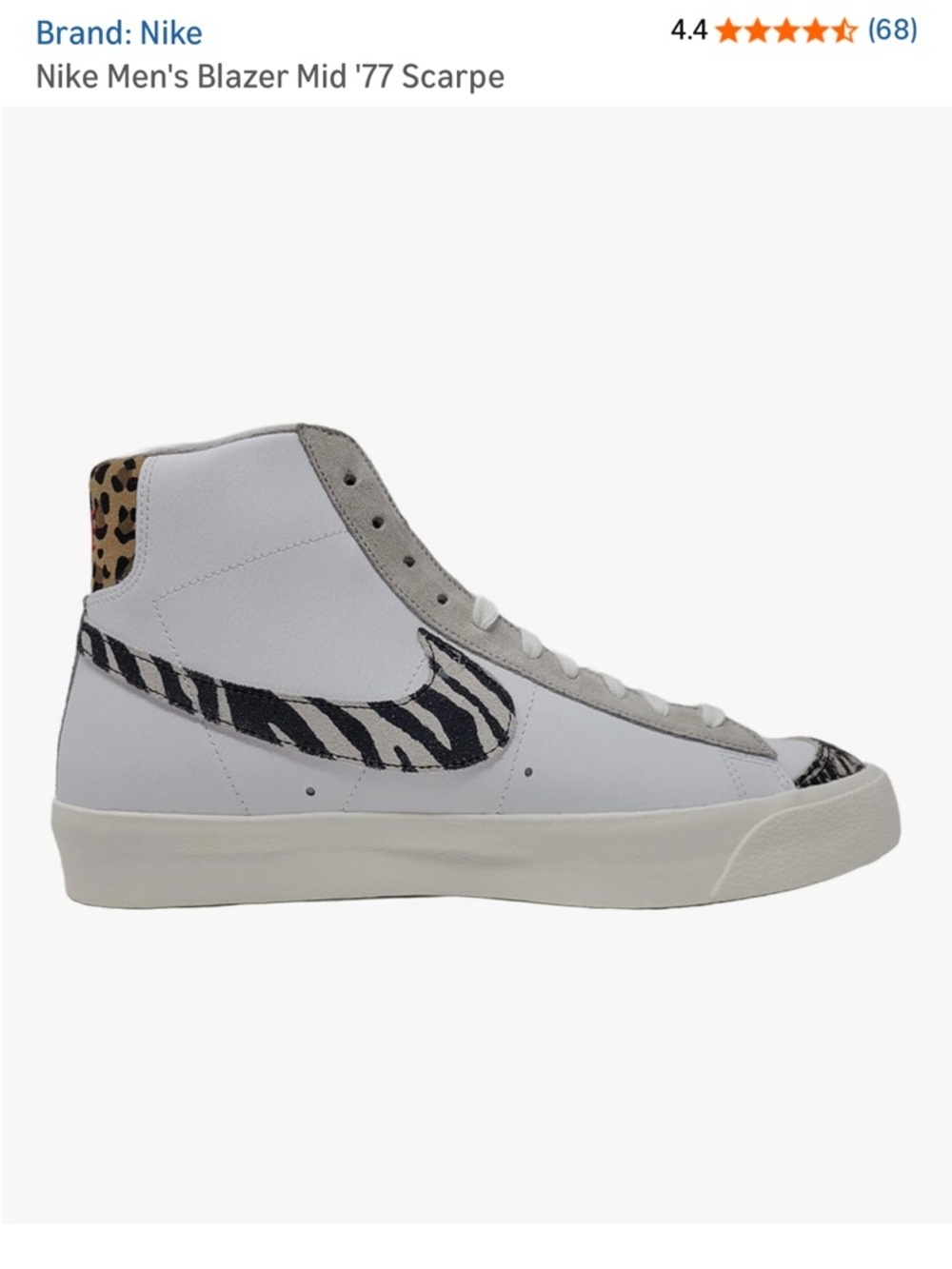 Nike Women's Blazer Mid '77 - White, Black, Tan Leopard Accent - Picture 2 of 4